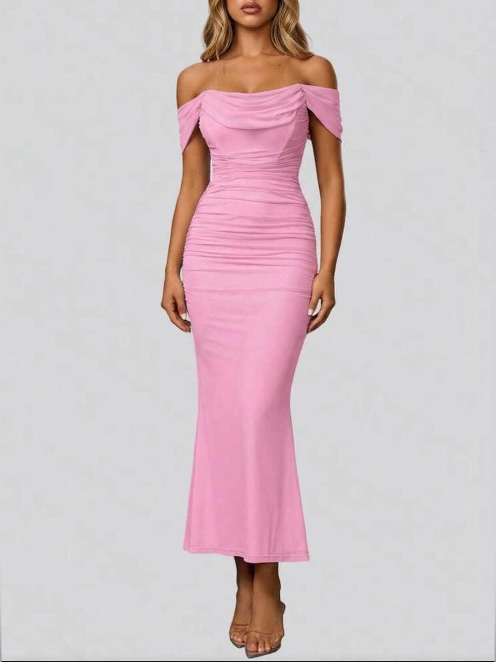 SHEIN Womens Off Shoulder Pink Maxi Dress